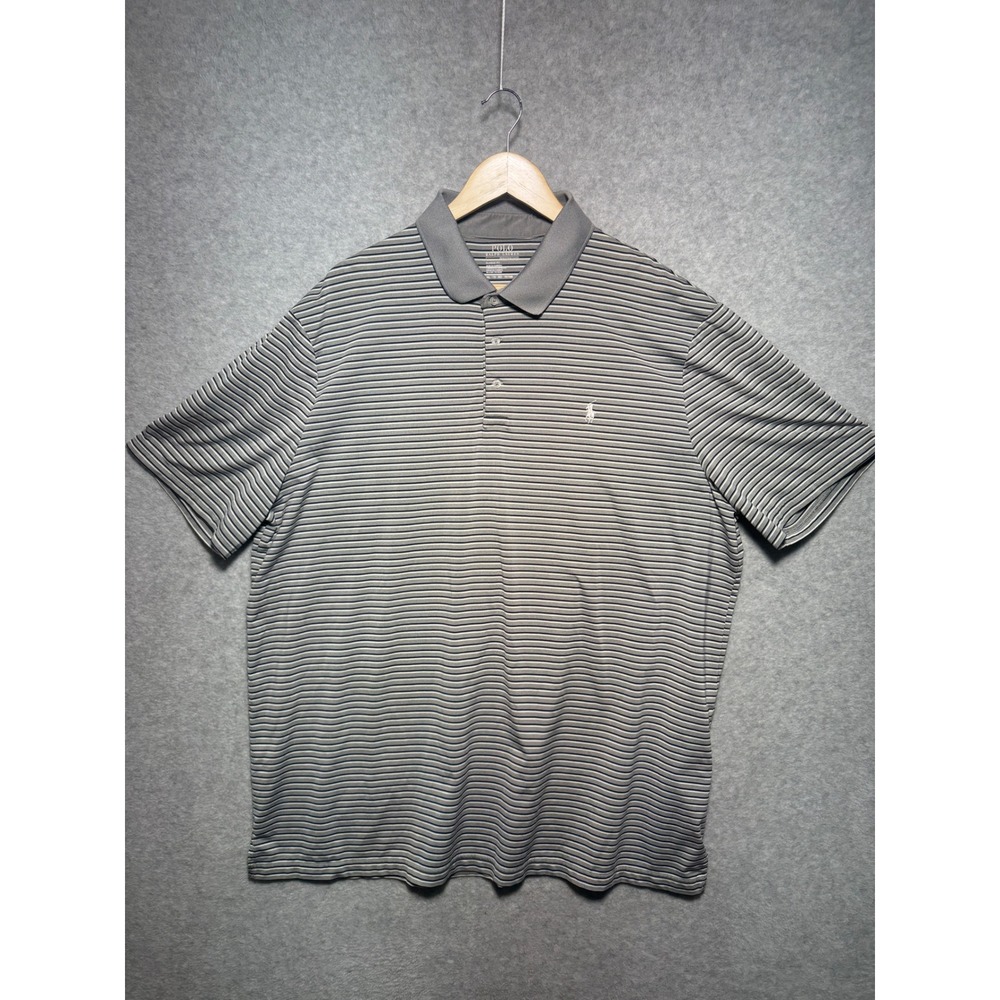 Polo Ralph Lauren Performance Shirt Mens XXL Gray Striped Golf Polo Classic Fit
